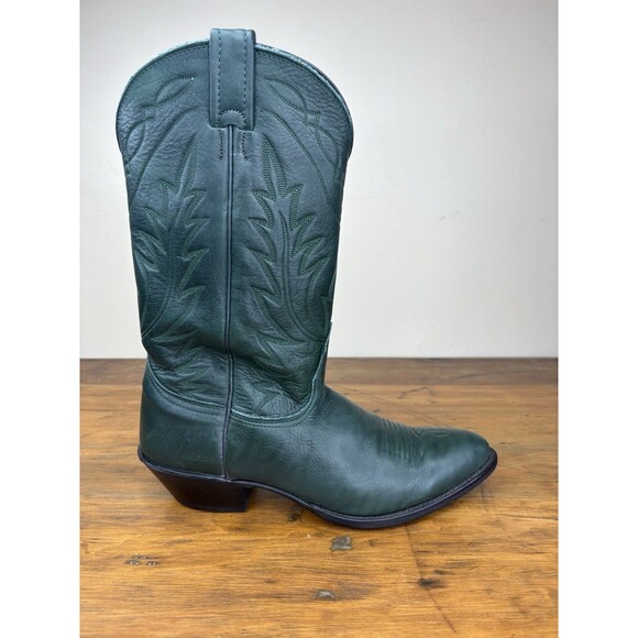 Rare Vintage Nocona Emerald Green Leather Cowboy Boots 9.5D Western Pull On USA